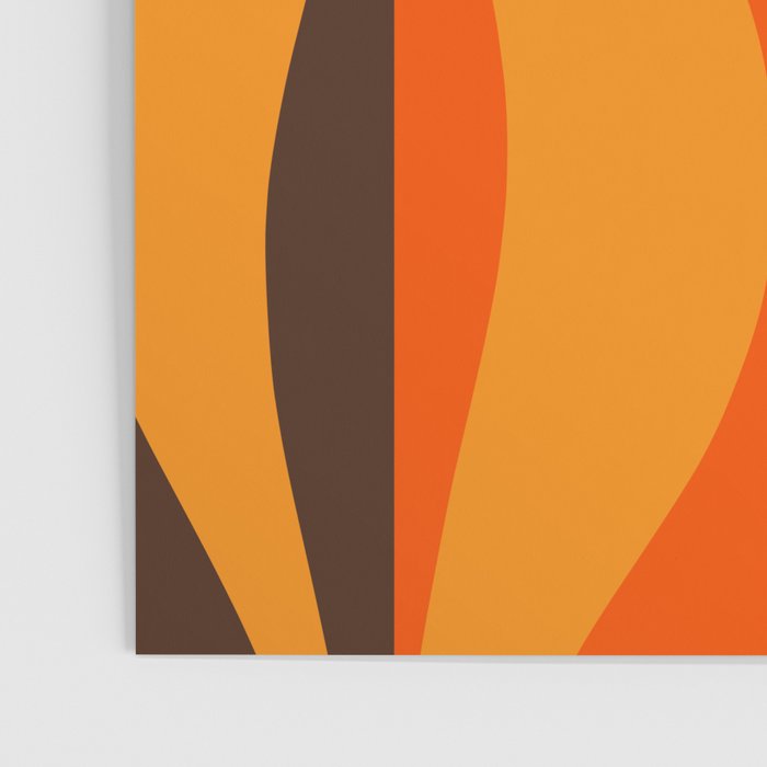 Mid Century Modern Retro Lounge Striped Ogee Pattern in Vintage 70s Brown and Orange Poster Gallery Image 3