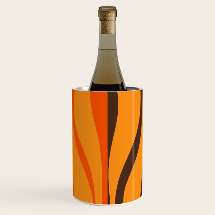 Mid Century Modern Retro Lounge Striped Ogee Pattern in Vintage 70s Brown and Orange Wine Chiller Gallery Image 1
