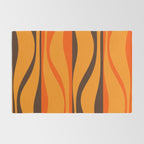 Mid Century Modern Retro Lounge Striped Ogee Pattern in Vintage 70s Brown and Orange Rug Gallery Image 2