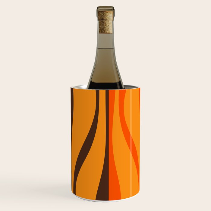 Mid Century Modern Retro Lounge Striped Ogee Pattern in Vintage 70s Brown and Orange Wine Chiller Gallery Image 2
