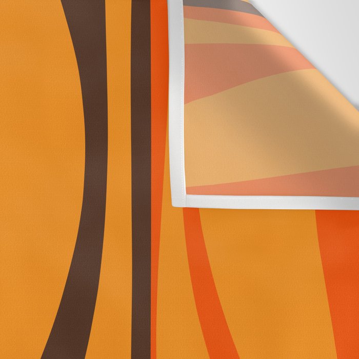 Mid Century Modern Retro Lounge Striped Ogee Pattern in Vintage 70s Brown and Orange Wall Tapestry Gallery Image 3