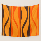 Mid Century Modern Retro Lounge Striped Ogee Pattern in Vintage 70s Brown and Orange Wall Tapestry Gallery Image 4