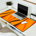 Mid Century Modern Retro Lounge Striped Ogee Pattern in Vintage 70s Brown and Orange Desk Mat Gallery Image 2
