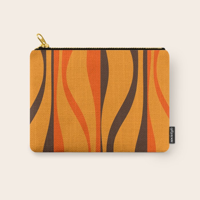 Mid Century Modern Retro Lounge Striped Ogee Pattern in Vintage 70s Brown and Orange Carry All Pouch Gallery Image 1