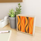 Mid Century Modern Retro Lounge Striped Ogee Pattern in Vintage 70s Brown and Orange Mini Art Print Gallery Image 2