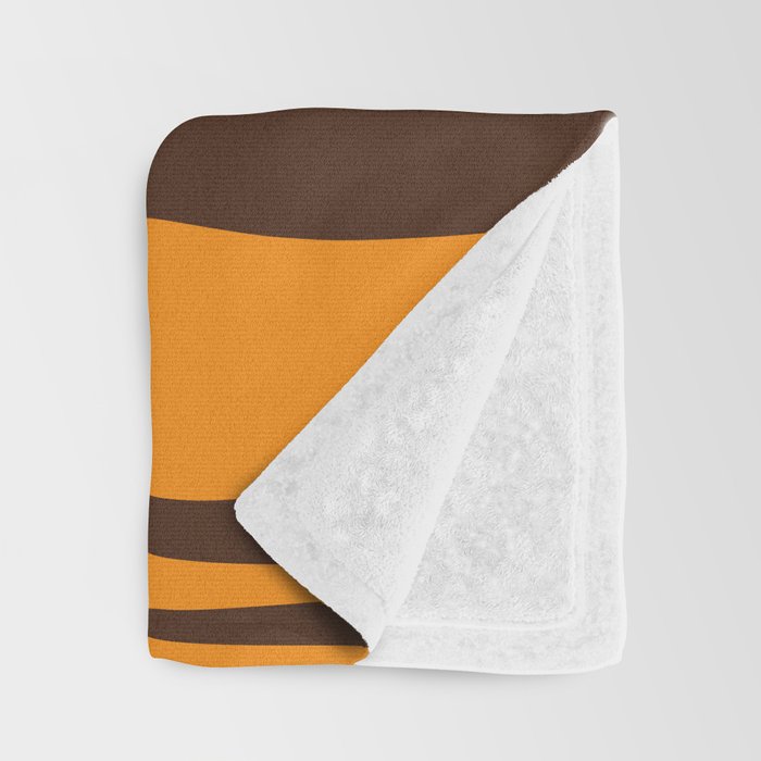 Mid Century Modern Retro Lounge Striped Ogee Pattern in Vintage 70s Brown and Orange Throw Blanket Gallery Image 3