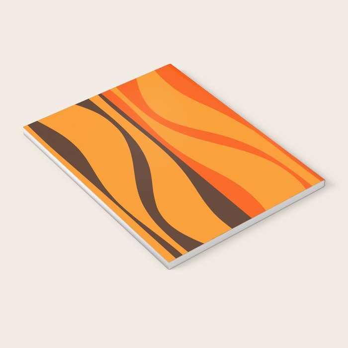 Mid Century Modern Retro Lounge Striped Ogee Pattern in Vintage 70s Brown and Orange Notebook Gallery Image 3