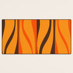 Mid Century Modern Retro Lounge Striped Ogee Pattern in Vintage 70s Brown and Orange Desk Mat Gallery Image 3