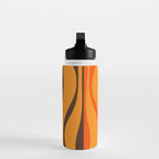 Mid Century Modern Retro Lounge Striped Ogee Pattern in Vintage 70s Brown and Orange Water Bottle Gallery Image 3