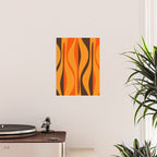 Mid Century Modern Retro Lounge Striped Ogee Pattern in Vintage 70s Brown and Orange Poster Gallery Image 2
