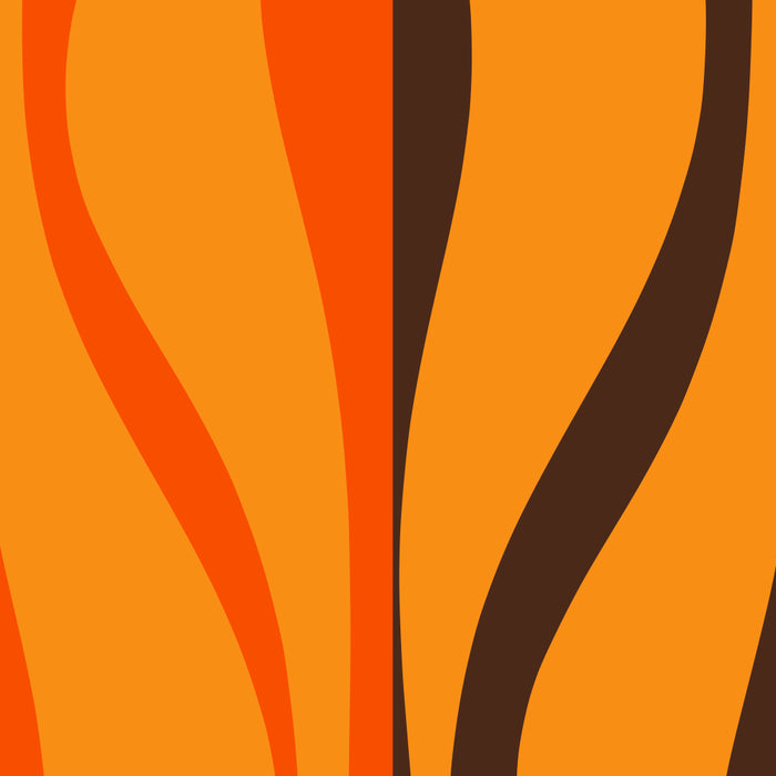 Mid Century Modern Retro Lounge Striped Ogee Pattern in Vintage 70s Brown and Orange Coffee Mug Gallery Image 2