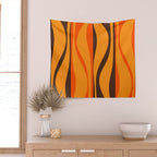Mid Century Modern Retro Lounge Striped Ogee Pattern in Vintage 70s Brown and Orange Wall Tapestry Gallery Image 2