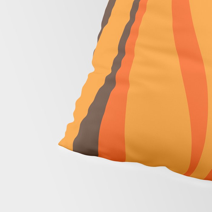 Mid Century Modern Retro Lounge Striped Ogee Pattern in Vintage 70s Brown and Orange Pillow Sham Gallery Image 4