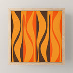 Mid Century Modern Retro Lounge Striped Ogee Pattern in Vintage 70s Brown and Orange Mini Art Print Gallery Image 1