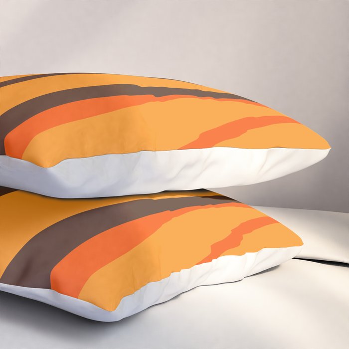 Mid Century Modern Retro Lounge Striped Ogee Pattern in Vintage 70s Brown and Orange Pillow Sham Gallery Image 3