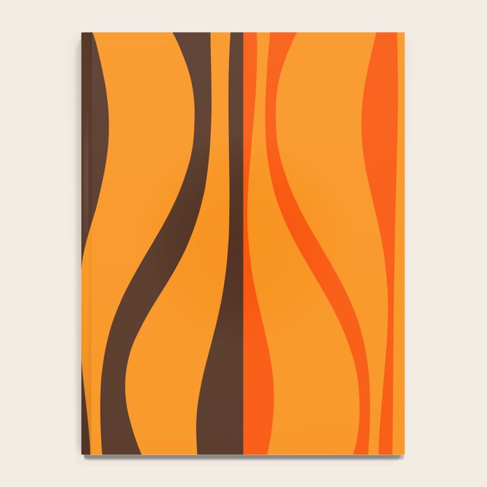 Mid Century Modern Retro Lounge Striped Ogee Pattern in Vintage 70s Brown and Orange Notebook Gallery Image 4