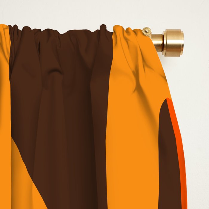 Mid Century Modern Retro Lounge Striped Ogee Pattern in Vintage 70s Brown and Orange Window Curtain Gallery Image 2