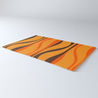 Mid Century Modern Retro Lounge Striped Ogee Pattern in Vintage 70s Brown and Orange Rug Gallery Image 3