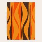Mid Century Modern Retro Lounge Striped Ogee Pattern in Vintage 70s Brown and Orange Poster Gallery Image 4