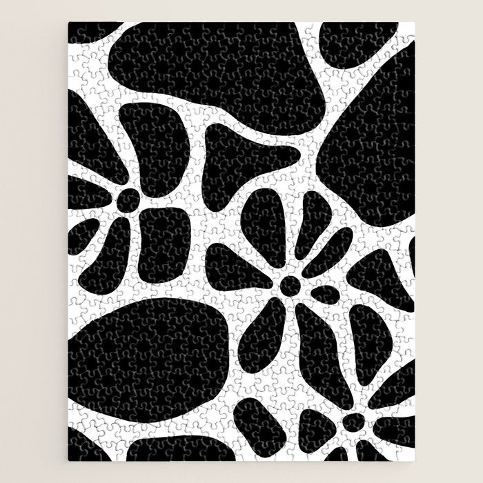 Abstract black and white flower nature art pattern Jigsaw Puzzle Gallery Image 1