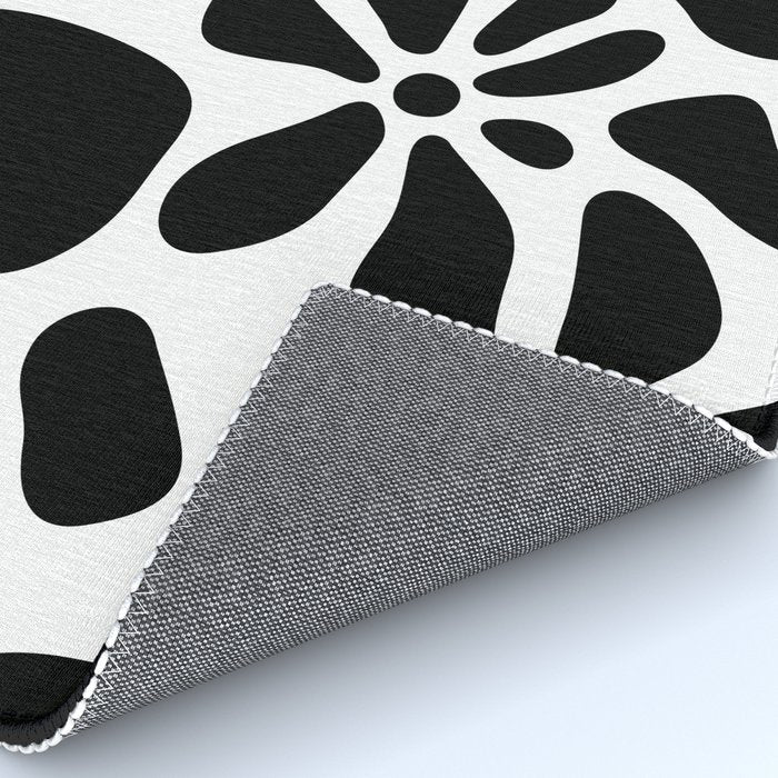 Abstract black and white flower nature art pattern Rug Gallery Image 4
