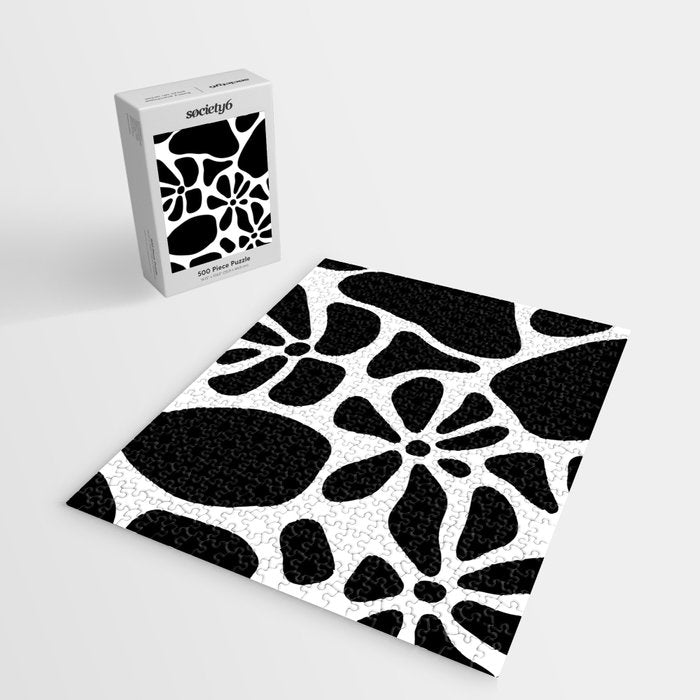 Abstract black and white flower nature art pattern Jigsaw Puzzle Gallery Image 2