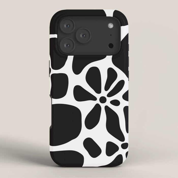 Abstract black and white flower nature art pattern iPhone Case Gallery Image 3