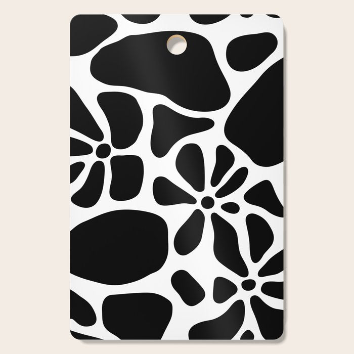 Abstract black and white flower nature art pattern Cutting Board Gallery Image 1
