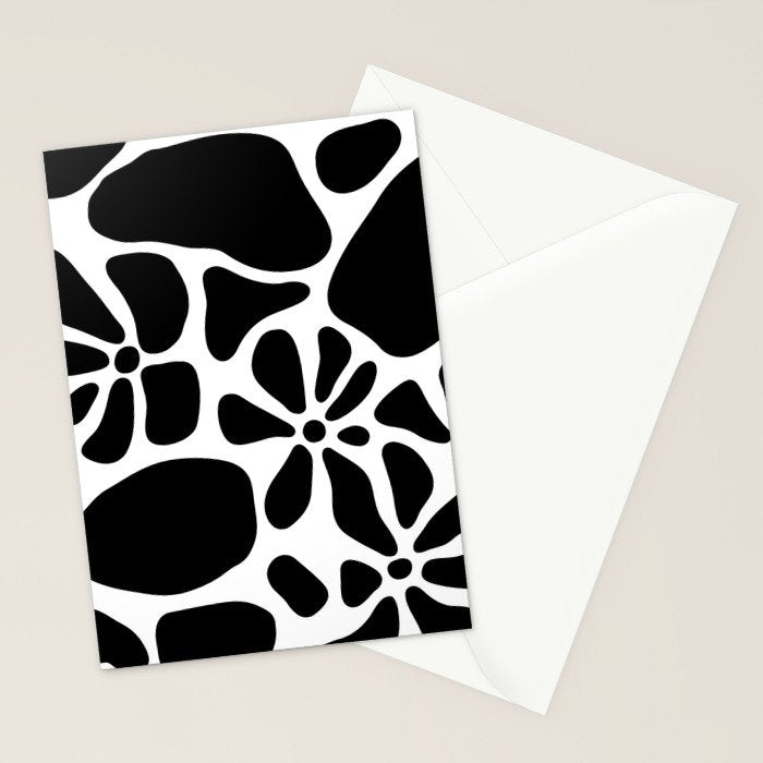 Abstract black and white flower nature art pattern Stationery Card Gallery Image 2