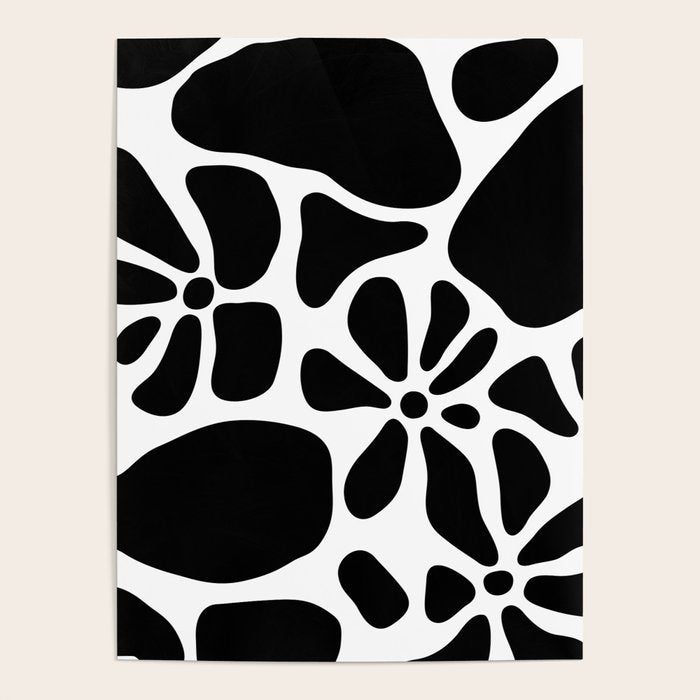 Abstract black and white flower nature art pattern Poster Gallery Image 4