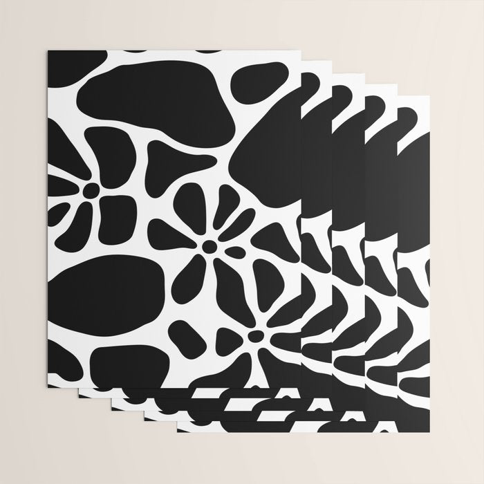 Abstract black and white flower nature art pattern Wrapping Paper Gallery Image 3
