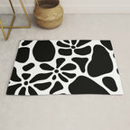 Abstract black and white flower nature art pattern Rug Gallery Image 1