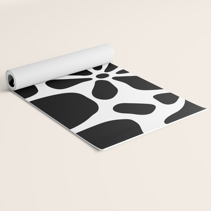 Abstract black and white flower nature art pattern Yoga Mat Gallery Image 2