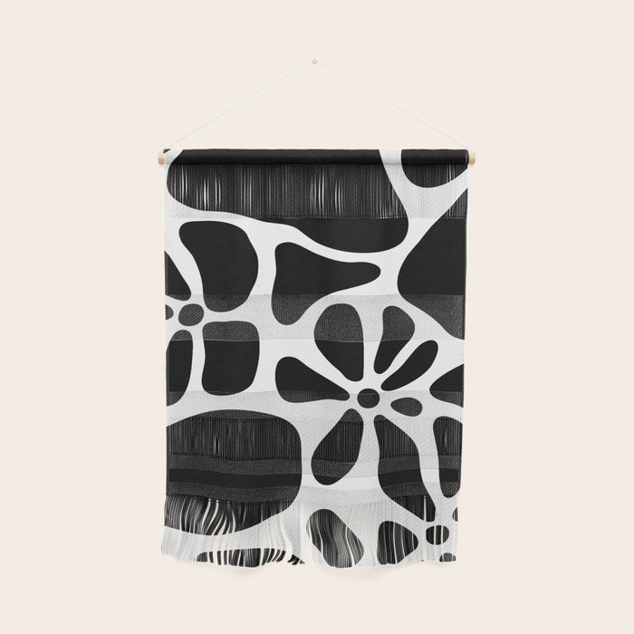 Abstract black and white flower nature art pattern Wall Hanging Gallery Image 1
