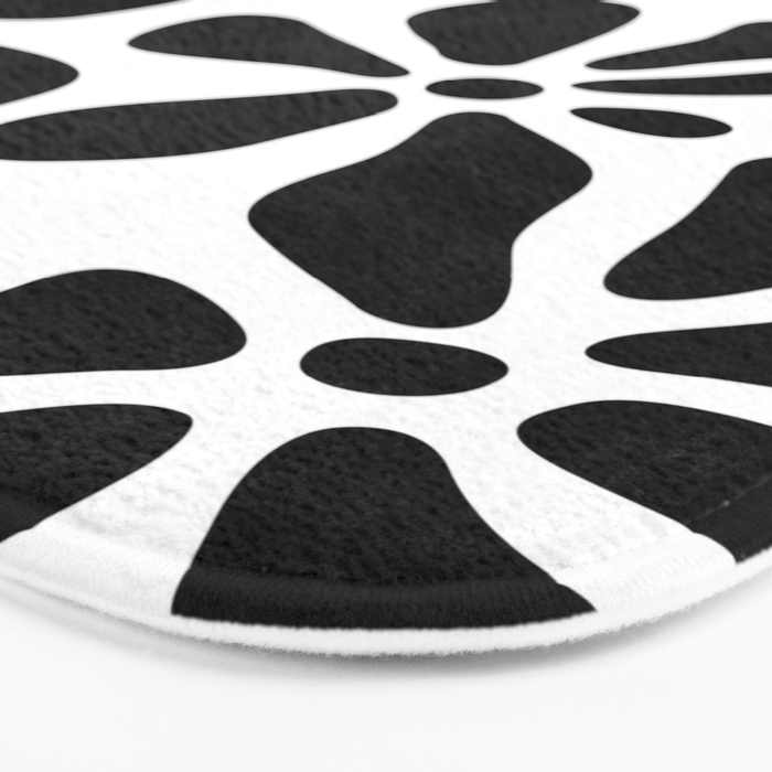 Abstract black and white flower nature art pattern Bath Mat Gallery Image 3