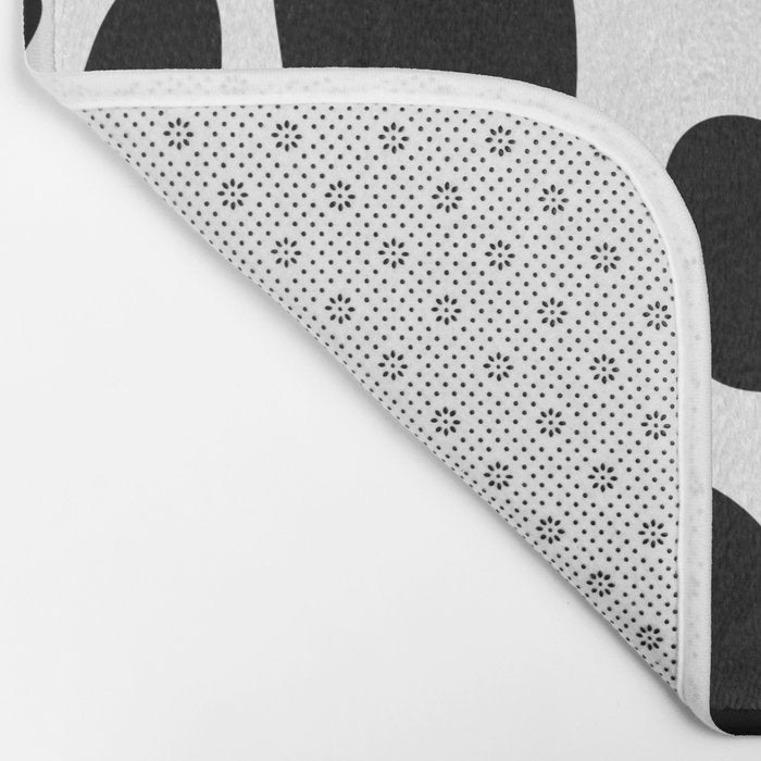 Abstract black and white flower nature art pattern Bath Mat Gallery Image 2