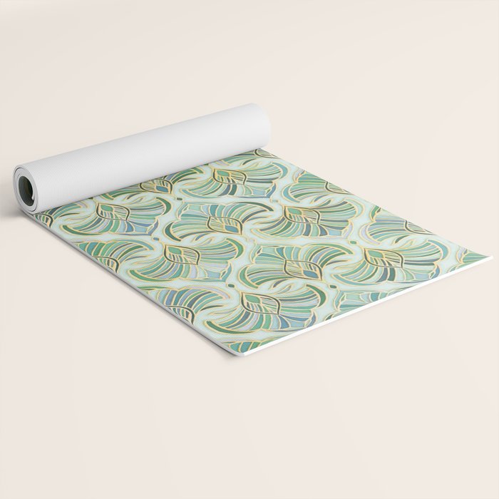Jade Enamel Art Deco Fans Yoga Mat Gallery Image 2