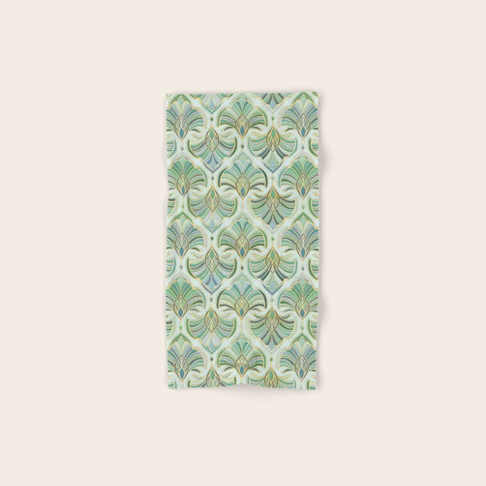 Jade Enamel Art Deco Fans Bath Towel Gallery Image 1