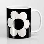 La Fleur | 06 - Retro Floral Print Black And White Flower Coffee Mug Gallery Image 1