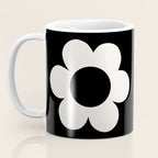 La Fleur | 06 - Retro Floral Print Black And White Flower Coffee Mug Gallery Image 3