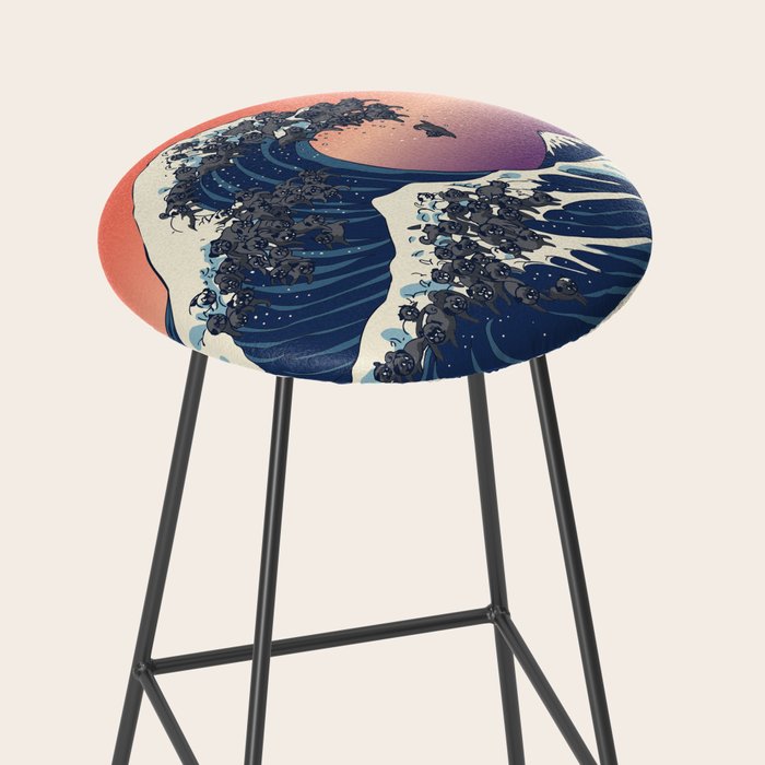The Great Wave of Black Pug Stool Gallery Image 2
