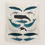 Whales - Pod of Whales Print by Andrea Lauren Wall Tapestry Gallery Image 4