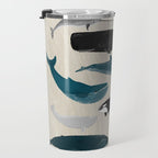 Whales - Pod of Whales Print by Andrea Lauren Travel Mug Gallery Image 3