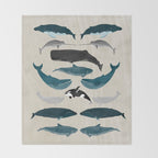 Whales - Pod of Whales Print by Andrea Lauren Throw Blanket Gallery Image 2