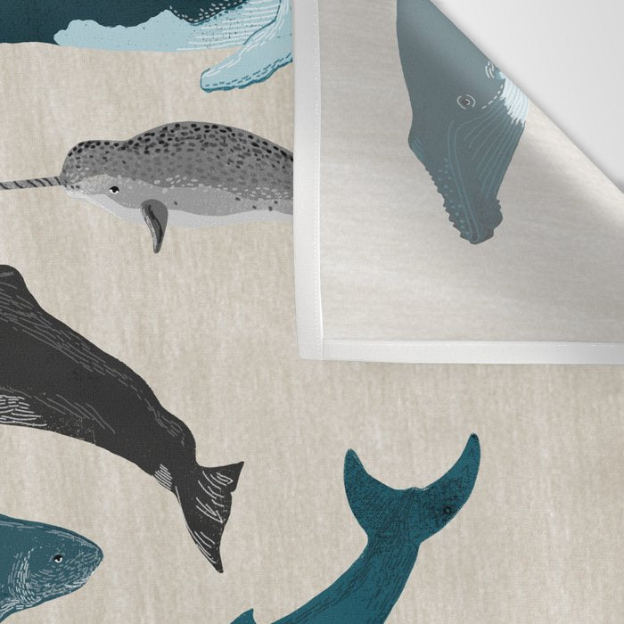 Whales - Pod of Whales Print by Andrea Lauren Wall Tapestry Gallery Image 3