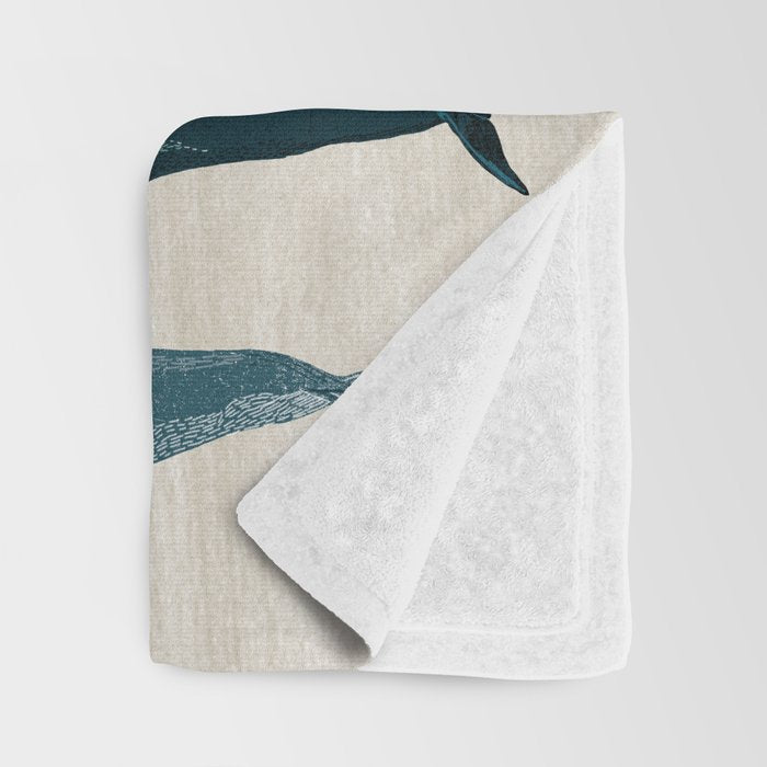 Whales - Pod of Whales Print by Andrea Lauren Throw Blanket Gallery Image 3