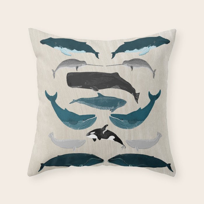 Whales - Pod of Whales Print by Andrea Lauren Throw Pillow Gallery Image 6