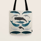 Whales - Pod of Whales Print by Andrea Lauren Tote Bag Gallery Image 1
