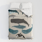 Whales - Pod of Whales Print by Andrea Lauren Duvet Cover Gallery Image 6