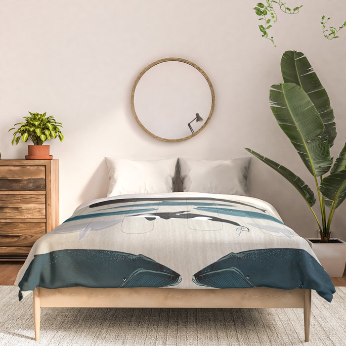Whales - Pod of Whales Print by Andrea Lauren Comforter Gallery Image 3